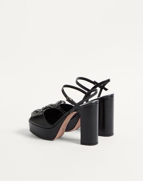 Valentino Garavani - Sandal With Vlogo Signature Platform In Calfskin 115mm - Black - Woman - Sandals
