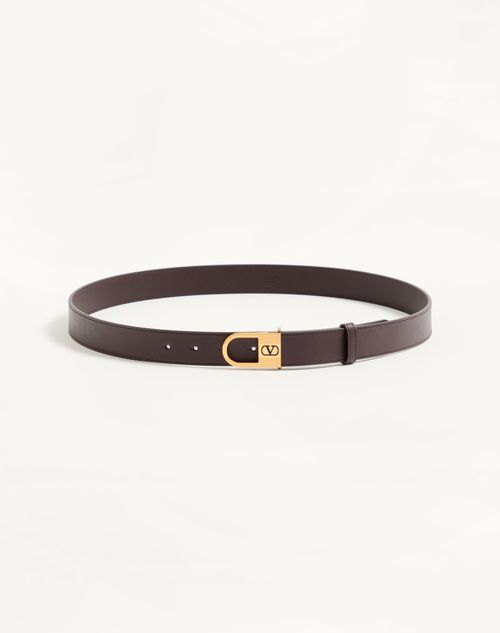 Valentino Garavani - Vlogo Signature Belt In Shiny Calfskin 30 Mm With Enamelled Logo Detail - Testa Di Moro/black - Man - Belts