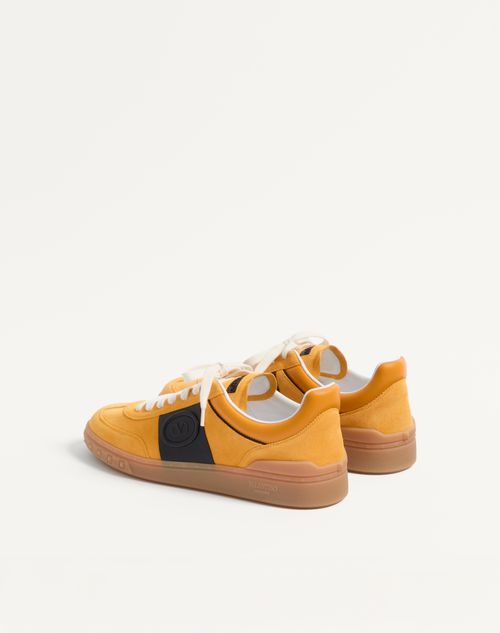 Valentino Garavani - Upvillage Low Top Trainer In Split Leather And Calfskin Nappa Leather - Marigold/black - Man - Sneakers