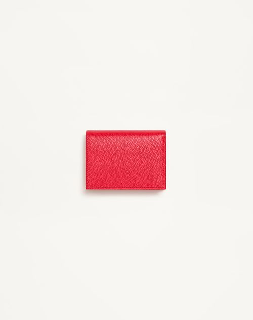 Valentino Garavani - Vlogo Signature Grainy Calfskin Wallet - Rouge Pur - Woman - Wallets And Small Leather Goods