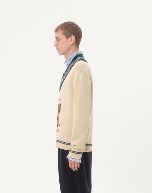 Valentino - Le Chien De La Maison Jacquard Wool Jumper - Cream - Man - Knitwear