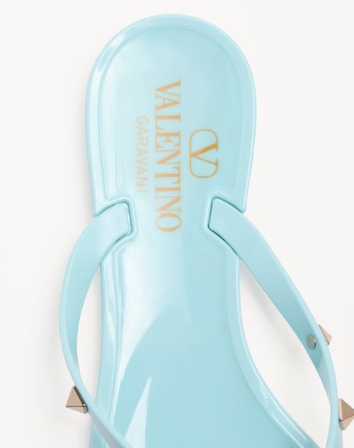 Valentino Garavani - Rockstud Rubber Slipper - Aquamarine - Woman - Slides And Thongs