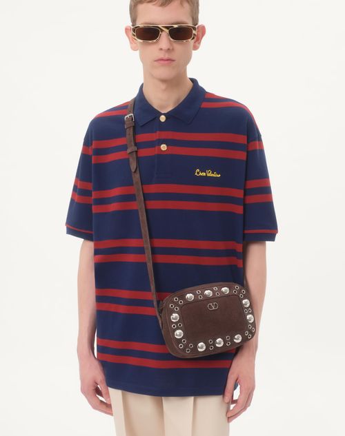 Valentino Garavani - Valentino Garavani Nellcôte Suede Shoulder Bag - Brown - Man - Shoulder Bags