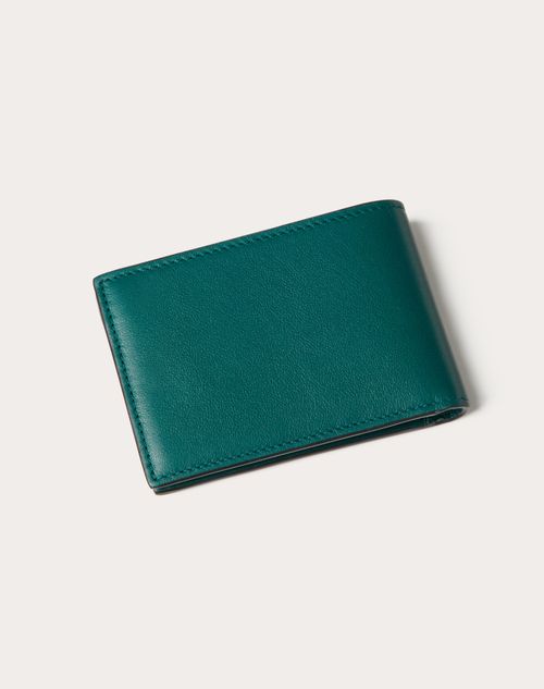 Valentino Garavani - Vlogo Signature Us Dollar Wallet - College Green - Man - Wallets And Small Leather Goods