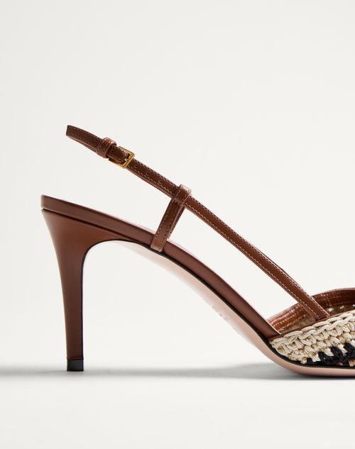 Valentino Garavani - Vlogo Signature Slingback Pump With Crochet Embroidery 80mm - Multicolour - Woman - Pumps
