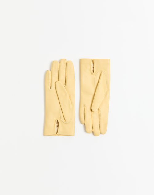Valentino Garavani - Vlogo Signature Nappa Gloves - Butter - Woman - Hats And Gloves