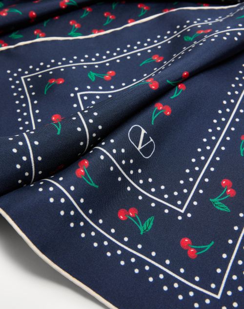 Valentino Garavani - Cherryfic Silk Scarf - Blue/red - Woman - Soft Accessories