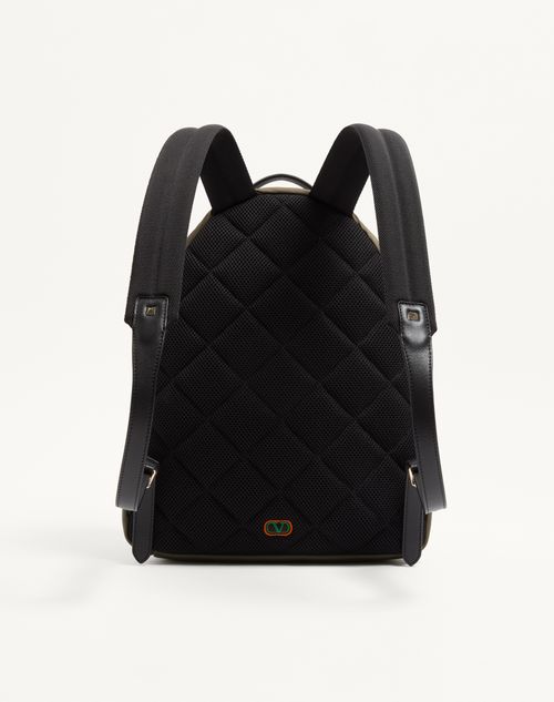 Valentino Garavani - Rockstud Backpack In Technical Fabric - Military Green - Man - Backpacks