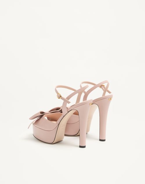 Valentino Garavani - Sandalo Con Plateau Bowow In Capretto Con Dettaglio Fiocco 130mm - Rosa - Donna - Sandali