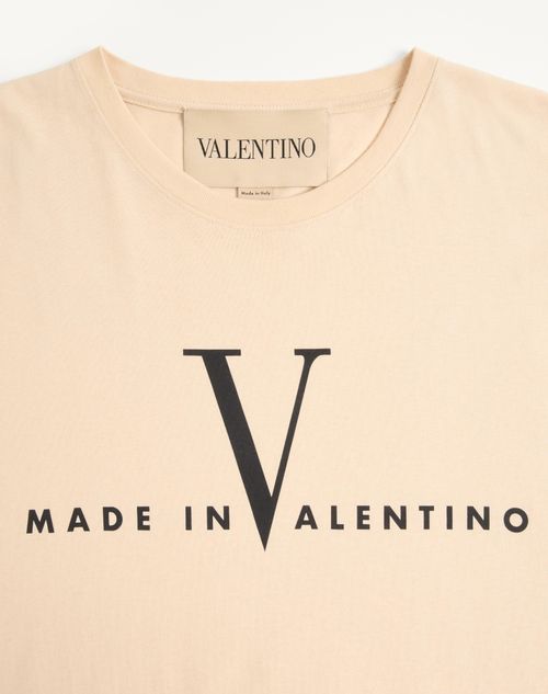 Valentino - Valentino Cotton T-shirt With Made In Valentino Print - Butter/black - Man - Tshirts And Sweatshirts