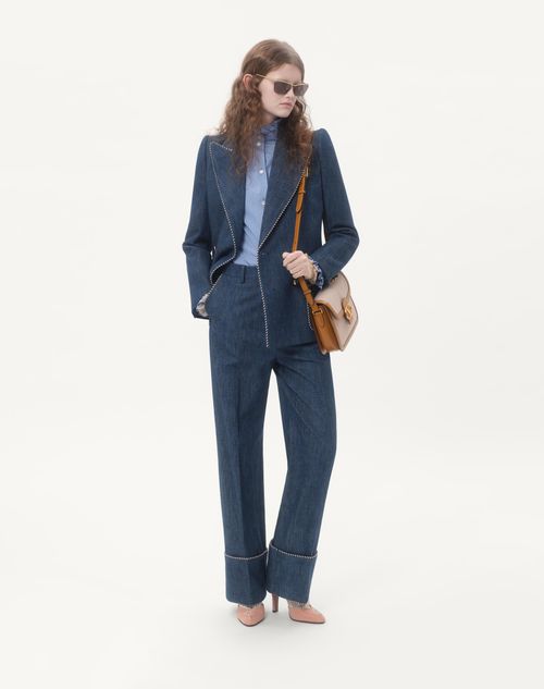 Valentino - Denim Chambray Pants - Blue - Woman - Denim