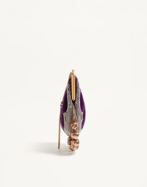 Valentino Garavani - Sobre Valentino Garavani Nellcote De Terciopelo Con Bordado De Le Chien De La Maison - Violeta/multicolor - Mujer - Bolso De Mano