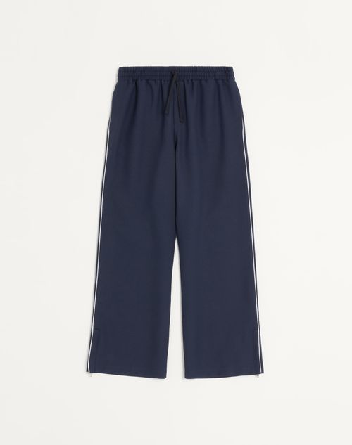 Valentino - Nylon Trousers With Vlogo Patch - Blue - Man - Trousers And Shorts