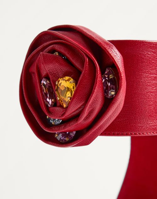 Valentino Garavani - Drip Rose Kidskin Sandal With Crystals 105mm - Red - Woman - Sandals
