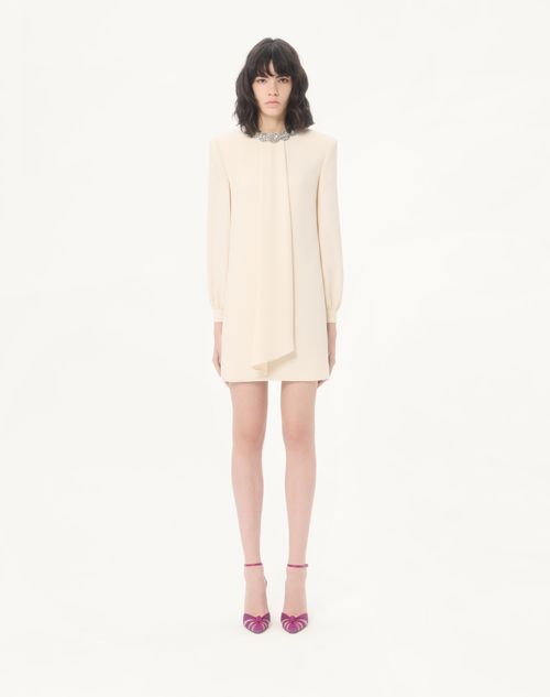 Valentino - Abito In Cady Couture Ricamato - Corallo/silver - Donna - Abiti