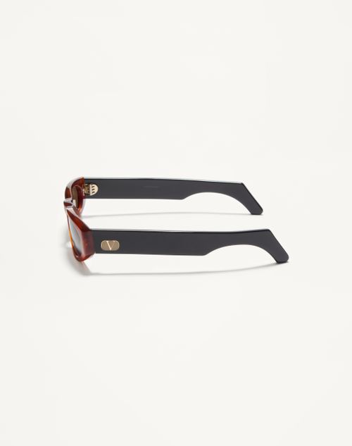 Valentino - Geometric Acetate Eyewear - Havana/brown - Unisex - Eyewear