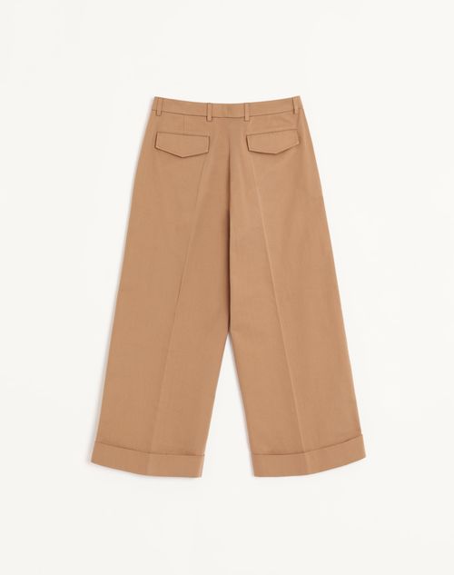 Valentino - Cotton Pants In Cotton Gabardine - Light Camel - Man - Pants And Shorts