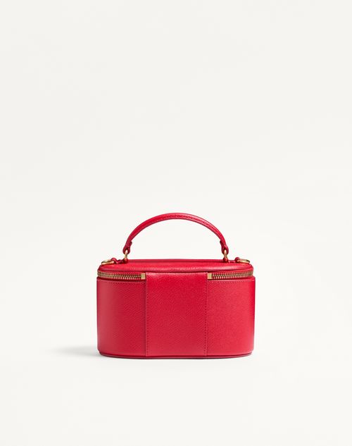 Valentino Garavani - Vlogo Signature Mini Vanity Bag In Grainy Calfskin - Rouge Pur - Woman - Clutches