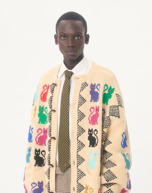 Valentino Garavani - Valentie Cotton Jacquard Tie With Chamber Pattern And Vlogo Signature Detail - Multicolour - Man - Soft Accessories