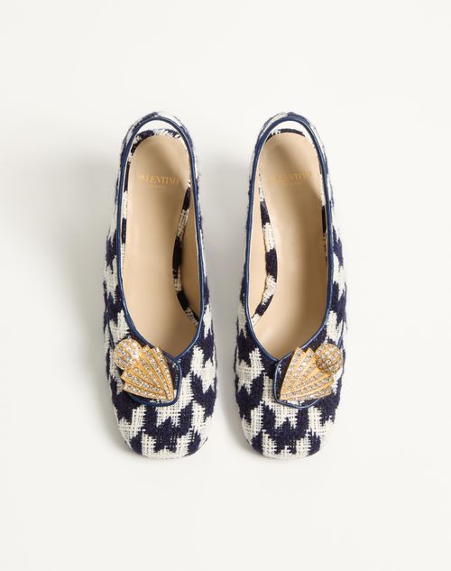 Valentino Garavani - Adamantine Slingback Pumps In Tweed 60mm - Navy/butter - Woman - Pumps