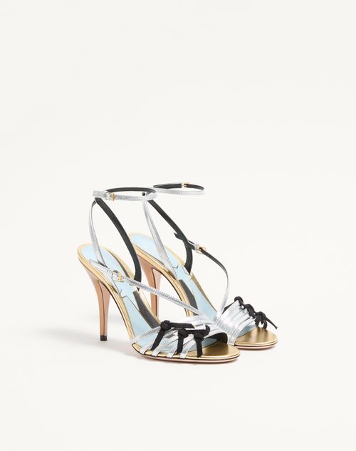 Valentino Garavani - Nodine Sandal In Laminated Nappa 100mm - Gold/silver - Woman - Sandals