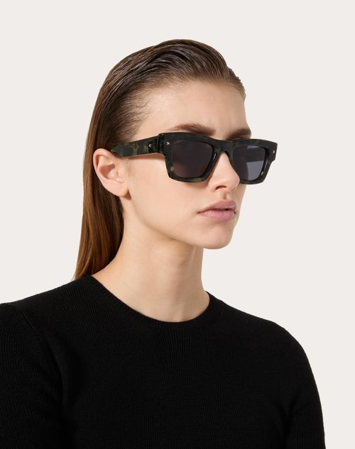 Valentino - Xxii - Rectangular Acetate Frame - Black - Unisex