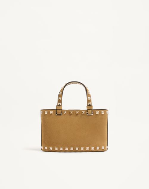 Valentino Garavani - Bolso De Compras Rockstud Mini De Ante - Havana Beige - Mujer - Bolsos Shopping