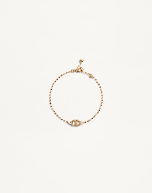 Valentino Garavani Ovalette Metal And Swarovski Crystal Bracelet Woman Gold/crystal S