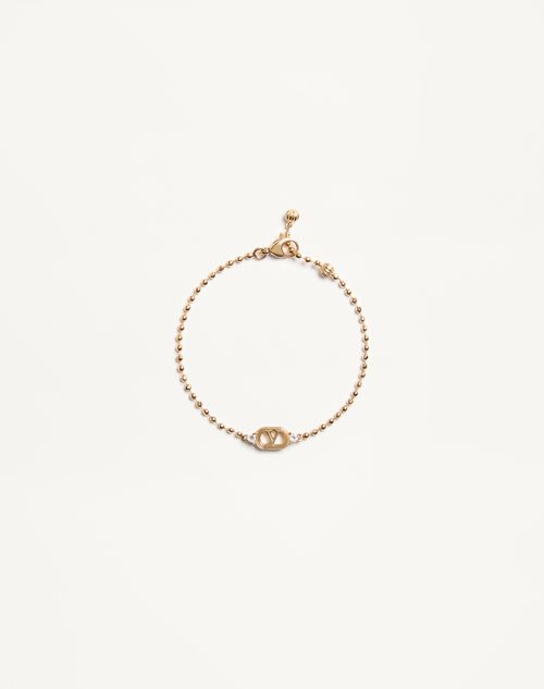 Valentino Garavani Ovalette Metal And Swarovski® Crystal Bracelet Woman Gold/crystal M In Multi
