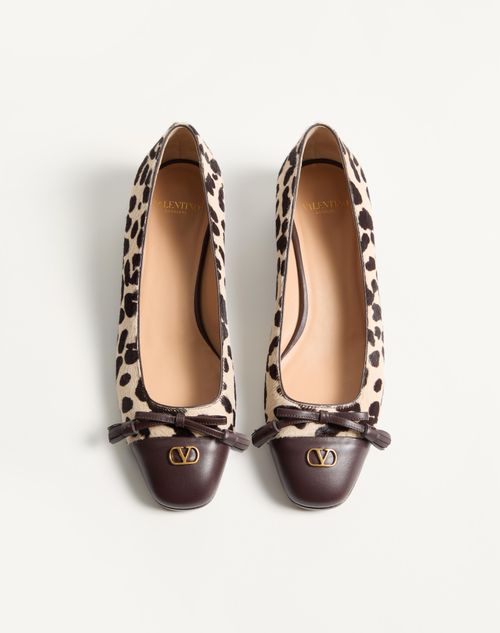 Valentino Garavani - Valet Du Roi Ballerina In Pony-effect Calfskin 25mm - Natural/brown - Woman - Ballerinas