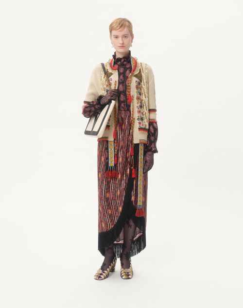 Valentino - Embroidered Cardigan - Birch/multicolour - Woman - Knitwear