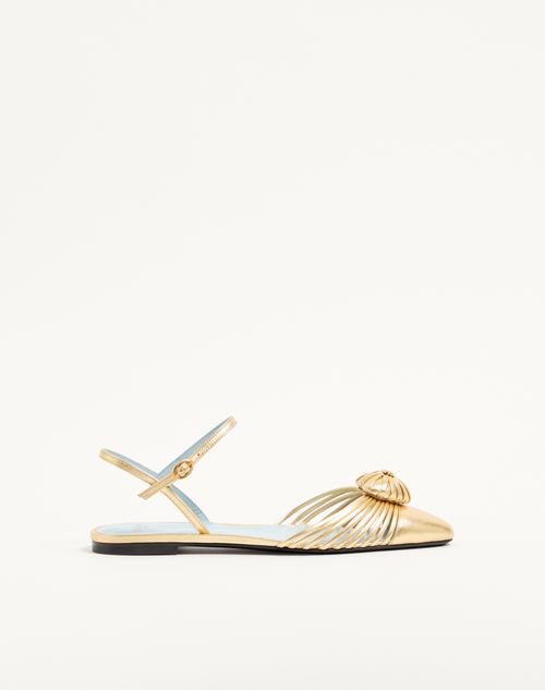 Valentino Garavani - Coeur Royal Laminated Nappa Ballerina - Antique Brass - Woman - Ballerinas