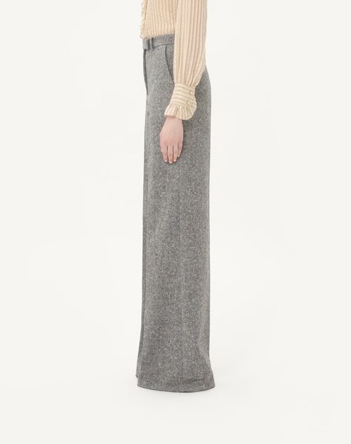 Valentino - Natté Buttoned Weave Trousers - Ivory/black - Woman - Pants And Shorts