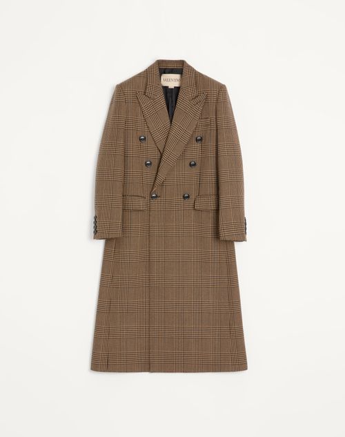 Valentino Valentino Double-breasted Wool Coat With Glen Plaid Pattern Man Camel/black 50