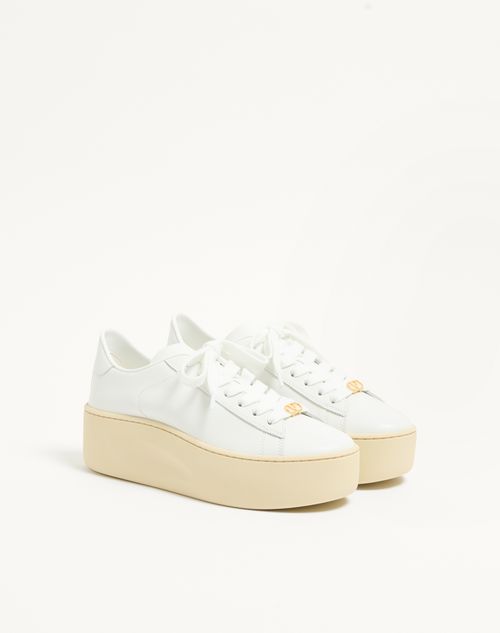 Valentino Garavani - ロイコ ナッパカーフスキン フラットフォームスニーカー - ホワイト - ウィメンズ - スニーカー