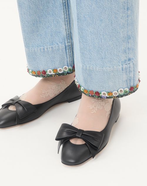 Valentino Garavani - Bowow Kidskin Ballerina - Black - Woman - Ballerinas