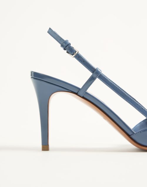 Valentino Garavani - Zapatos De Salón Destalonados Vlogo Signature De Charol Con Tacón De 80&nbsp;mm - Celeste - Mujer - Salones Y Slingbacks