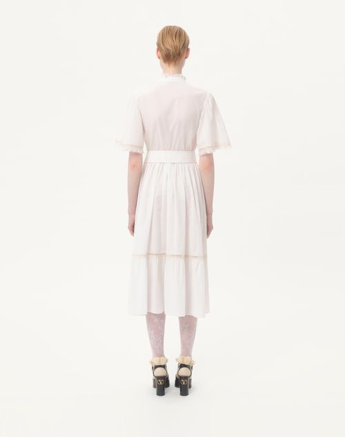 Valentino - Midi Dress In Cotton Muslin - Ivory - Woman - Dresses