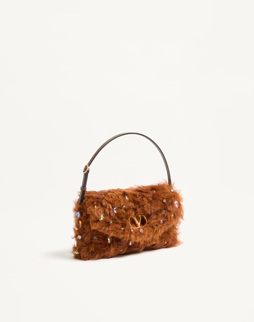 Valentino Garavani - Valentino Garavani Devain Small Shoulder Bag In Lamb Fur With Rhinestones. - Multicolor - Woman - Clutches