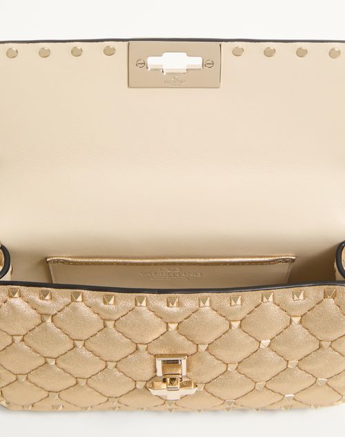 Valentino Garavani - Valentino Garavani Rockstud Spike Small Laminated Nappa Bag - Mekong - Woman - Shoulder Bags