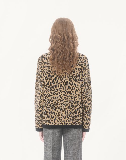 Valentino - Jacquard Wool Knit Jacket With Animal Pattern - Animal Print - Woman - Jackets And Blazers