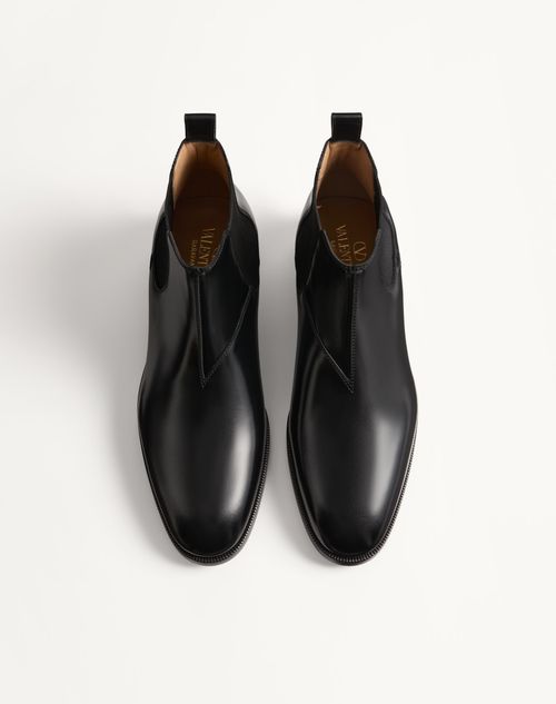 Valentino Garavani - Pas Des Dieux Ankle Boot In Calfskin - Black - Man - Boots