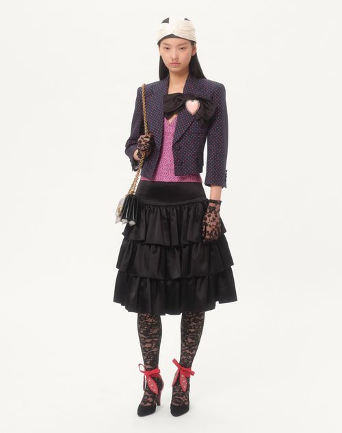 Valentino - Chiffon Top With Plusdepois Print - Absolute Rose/black - Woman - Shirts And Tops