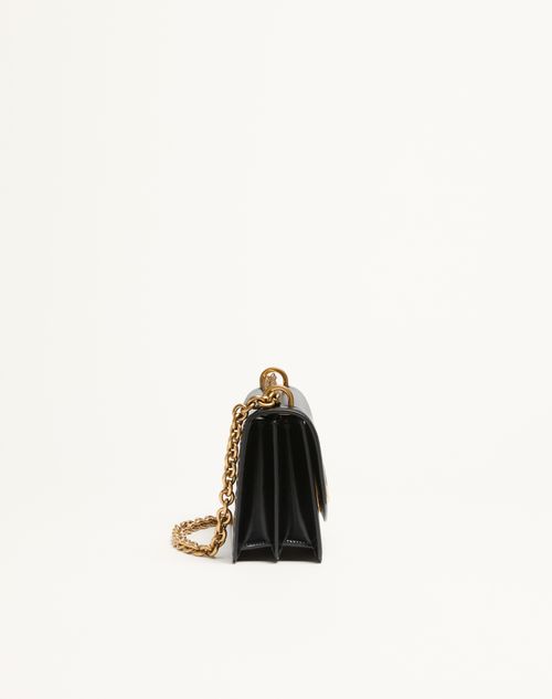 Valentino Garavani - Valentino Garavani Vain Small Shoulder Bag In Shiny Calfskin - Black - Woman - Shoulder Bags