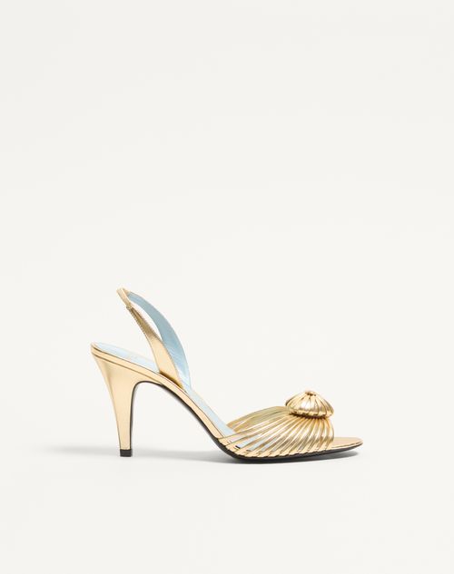 Valentino Garavani - Coeur Royal Sandal In Laminated Nappa Leather 85mm - Antique Brass - Woman - Sandals