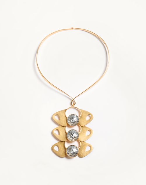 Valentino Garavani - Pages Necklace In Metal And Crystals - Gold/crystal - Woman - Fashion Jewelry