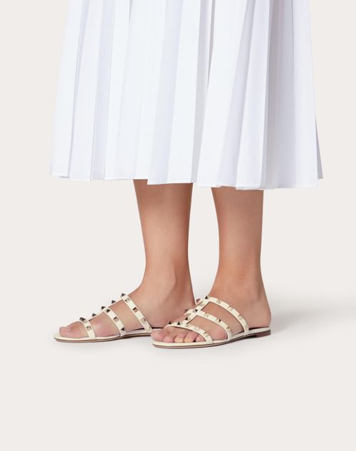 Valentino Garavani - Rockstud Flat Slide Sandal - Light Ivory - Woman - Shoes