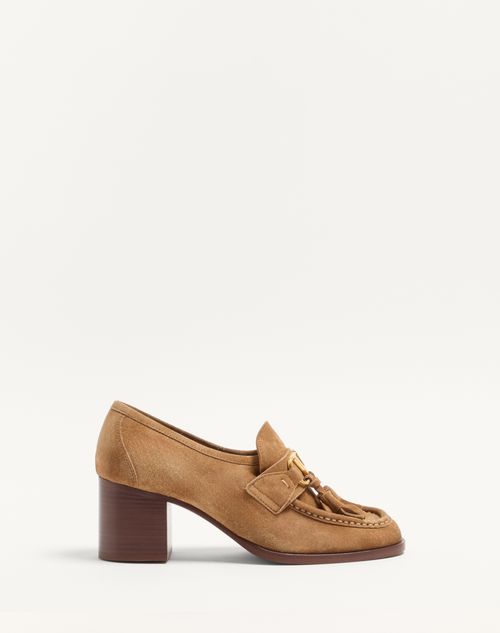 Valentino Garavani - Vlogo Signature Loafer Pump In Split-grain Leather 60mm - Havana Beige - Woman - Pumps And Slingbacks