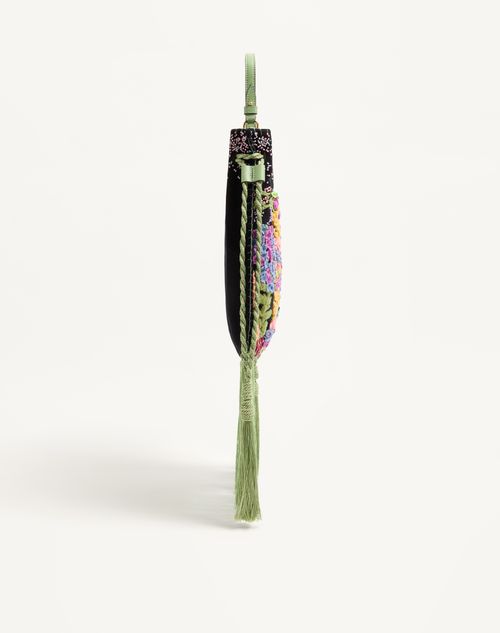 Valentino Garavani - Valentino Garavani Nellcôte Alice Embroidered Bag With Fringes - Black/multicolor - Woman - Shoulder Bags