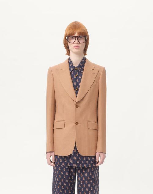 Valentino - Single-breasted Viscose Jacket - Ginger - Man - Coats And Blazers